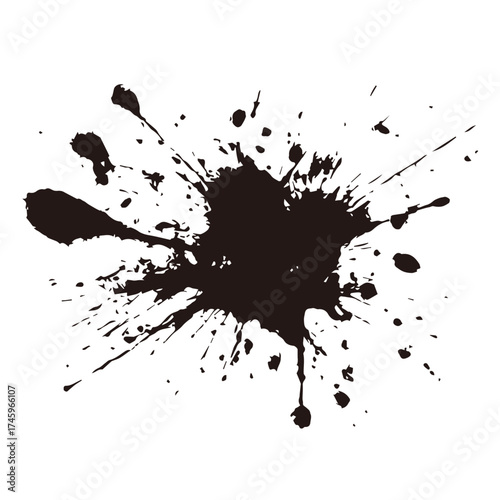 インクの飛び散り・スプラッシュ素材｜Ink Splash Effect, インク汚れ, 黒スミ, 抽象デザイン, ベクター, 背景装飾, カットアウト