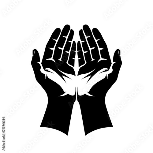 Open hands gesture, praying or begging