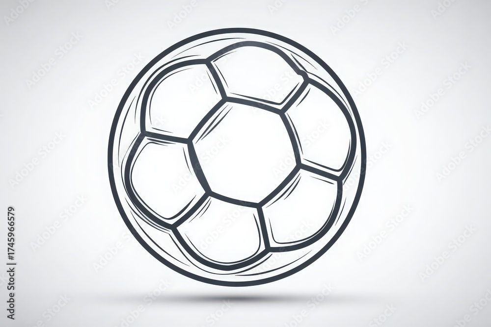 Fototapeta premium A simple soccer ball design shows a classic pattern of black and white shapes, emphasizing the spherical form. The light background highlights the details of the balls features effectively.