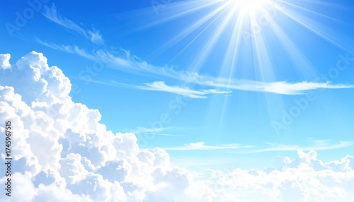 爽やかな青い空と流れる雲　AI生成素材　Generated image