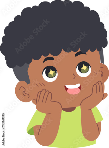 illustration of a cute boy with an expression of amazement