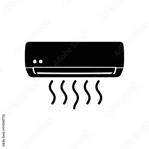 Black silhouette of an air conditioner unit blowing cool air