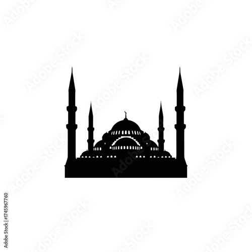 Silhouette of the blue mosque, a famous historical landmark in istanbul, turkey