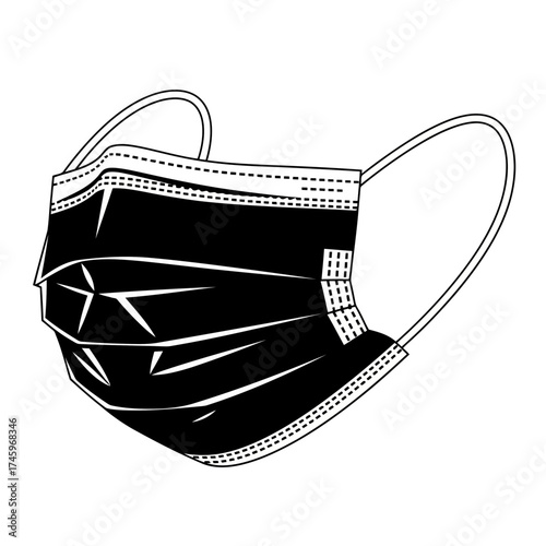 Black surgical mask for protection against viruses and pollution