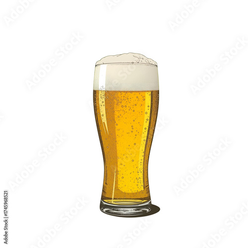 Refreshing Pint of Beer Illustration of a Foamy Lager in a Glass