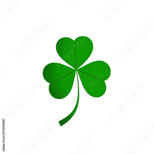 A vibrant clover leaf illustration, ideal for lucky charms, nature designs, or festive digital and print projects with a transparent background.