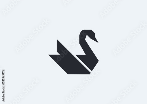 A simple geometric swan logo, expressing elegance and purity