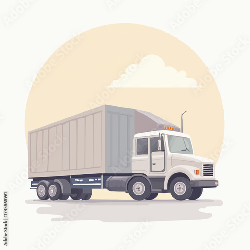 Semi-Truck Illustration Transportation and Delivery Design Element