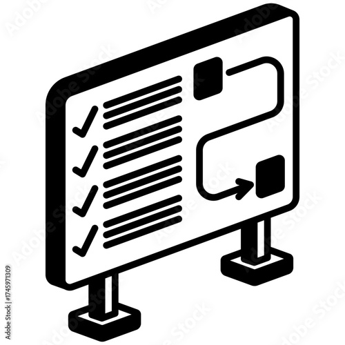 Plan Board Mini Illustration Isometric Icon. Use For Modern Concept, Print, Ui, Ux Kit, Web And App Development. Vector Related To Market, Business, Finace
