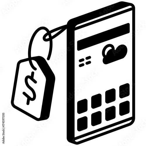 Price Tag Mini Illustration Isometric Icon. Use For Modern Concept, Print, Ui, Ux Kit, Web And App Development. Vector Related To Market, Business, Finace
