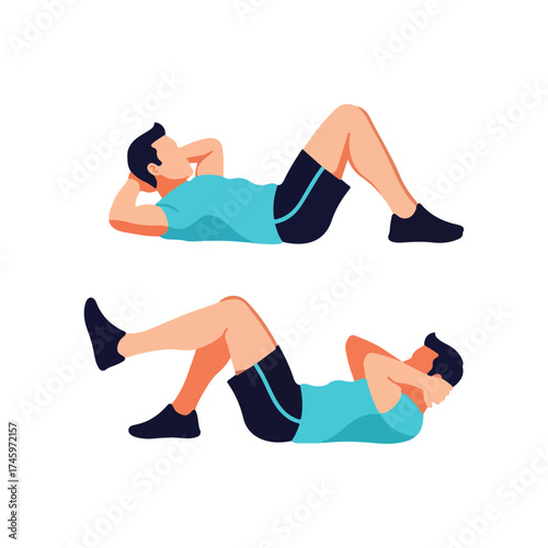 Abdominal Exercise Illustration - Crunches for Core Strength.