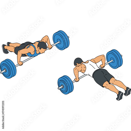 Barbell Pushups Exercise Demonstration for Upper Body Strength.