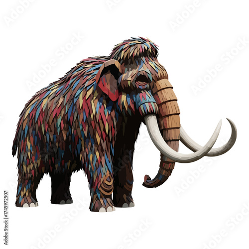Colorful Mammoth Sculpture - A Whimsical Take on Prehistoric Giants.