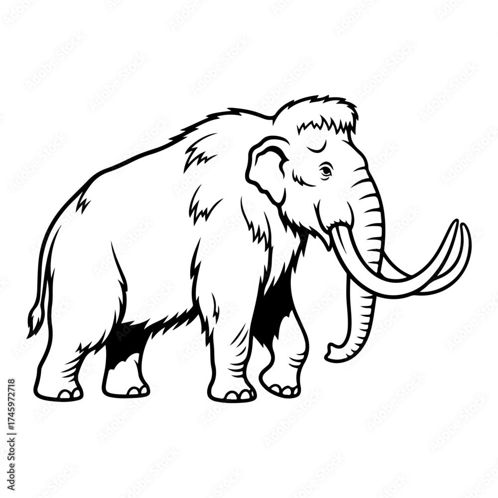 Obraz premium Majestic Woolly Mammoth Illustration - A Glimpse into the Ice Age.