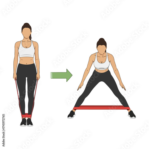 Woman Performing Resistance Band Lateral Walk Exercise.