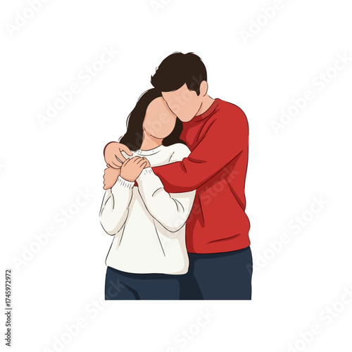 Couple embracing each other with love and affection.