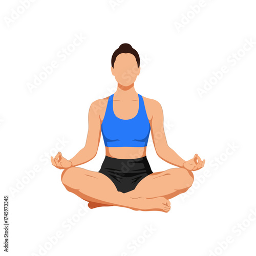 Woman Meditating in Lotus Pose for Mindfulness and Relaxation.