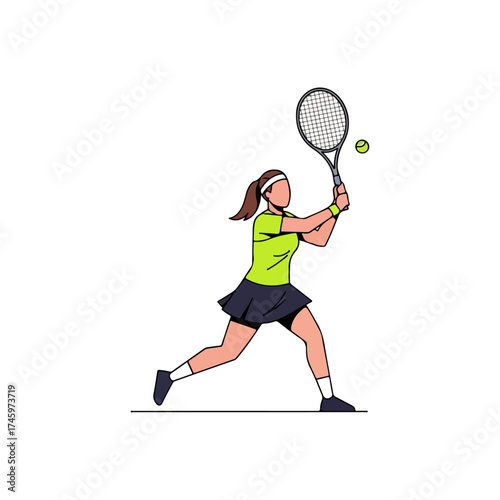 Tennis player focused on hitting the ball with racket during game.