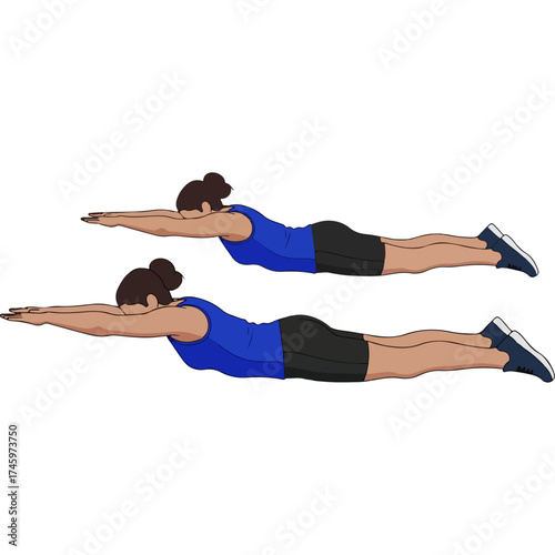Two Women Performing Superman Exercise for Back Strength.