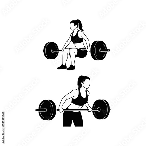 Woman Performing Barbell Deadlift Exercise for Strength Training.