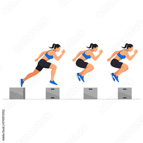 Woman Performing Box Jumps for Athletic Training.