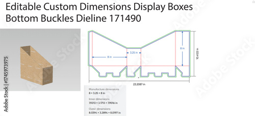 Cardboard display box die line with dimensions packaging