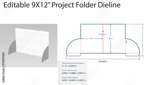 Project folder template die line diagram dimensions