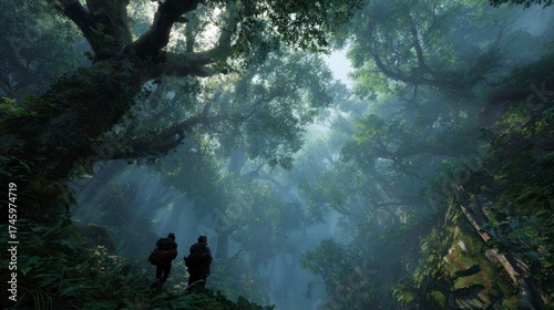 Misty rainforest explorers