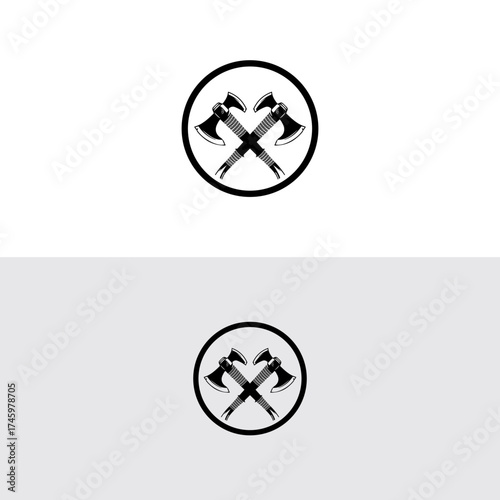 Black 2-piece axe with logo design