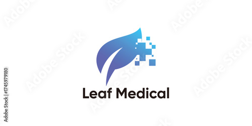 Leaf Medical Logo – Modern Digital Health Symbol with Green Blue Gradient