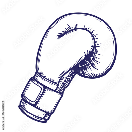 Detailed vintage boxing glove illustration on white background suitable for sports and fitness design