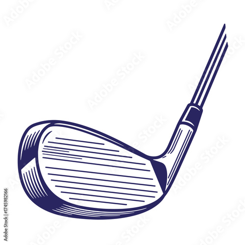 Intricate vintage illustration of a classic golf club isolated on a white background