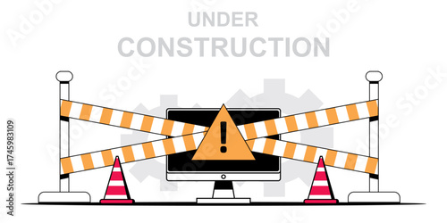 Website under construction technical difficulties flat illustration,Website Under Construction Page Banner
