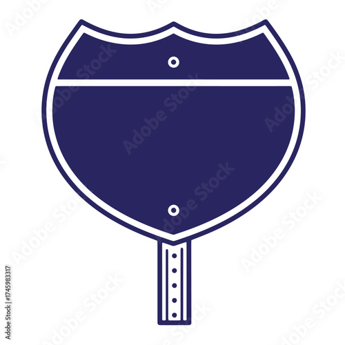 Vector illustration of a vintage blank interstate highway road sign isolated on white