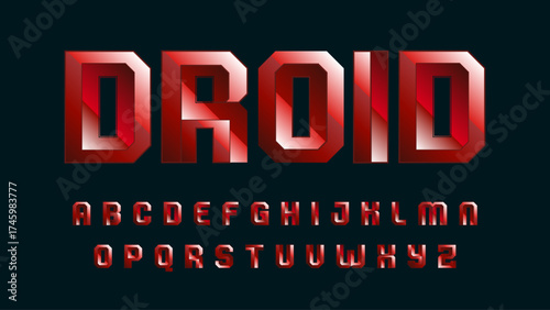 metallic red 3d squared bold typography