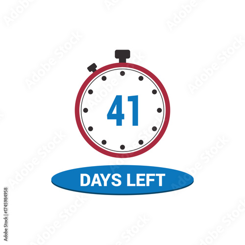 41 days left clock icon vector counting days and remaining time, countdown alarm