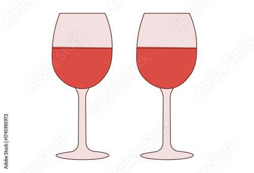 Romantic dinner table illustration with wine glasses and candlelight