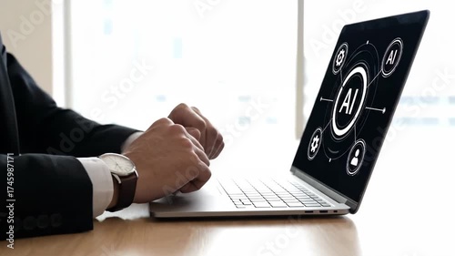 AI Artificial Intelligence Technology Concept on Laptop Screen AI powered workflow automation