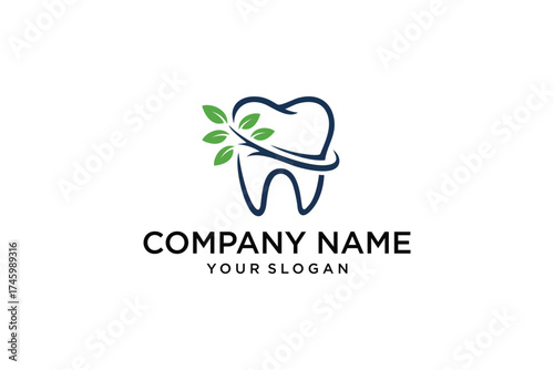 Beauty Flower Tooth or Fresh Floral Teeth logo design for Natural Dental Dentist Dentistry Orthodontic logo design