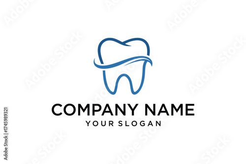 Dental care logo design with line art style.