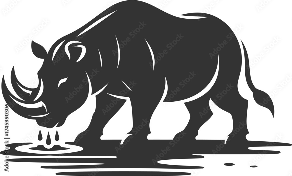 Fototapeta premium Black vector of a babirusa silhouette illustration