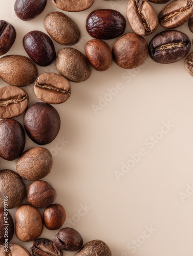 Wallpaper Mural Different Types of Coffee Beans Arranged in a Decorative Pattern on a Light Background Torontodigital.ca