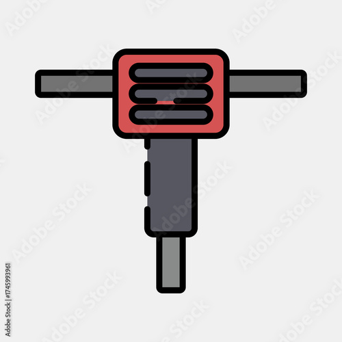 Icon breaker machine. Gold mining elements. Icon in filled line style.