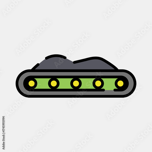 Icon conveyor belt. Gold mining elements. Icon in filled line style.