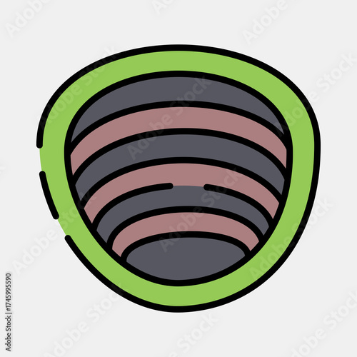 Icon quarry. Gold mining elements. Icon in filled line style.