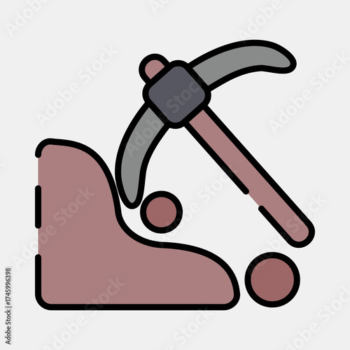 Icon surface mine. Gold mining elements. Icon in filled line style.