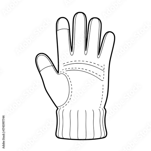 Modern outline illustration of a versatile winter glove, perfect for outdoor adventures and keeping hands warm during cold weather activities