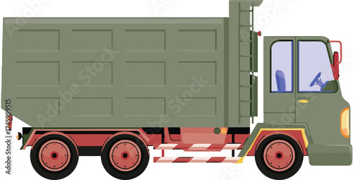 Heavy Duty Dump Truck Vector Illustration, Construction or Mining Haul Truck