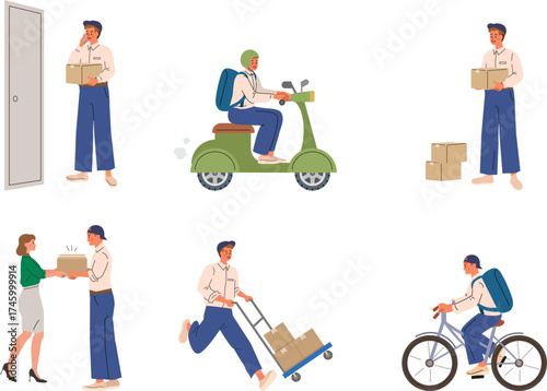 Delivery service workers couriers