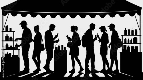 People browse artisan goods at a pop-up outdoor market, supporting small businesses and enjoying a local community event with unique handcrafted items